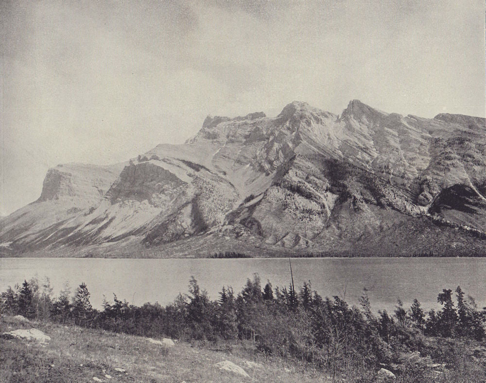 Lake Minnewanka, Banff National Park, Alberta. Canada. STODDARD 1895 old print